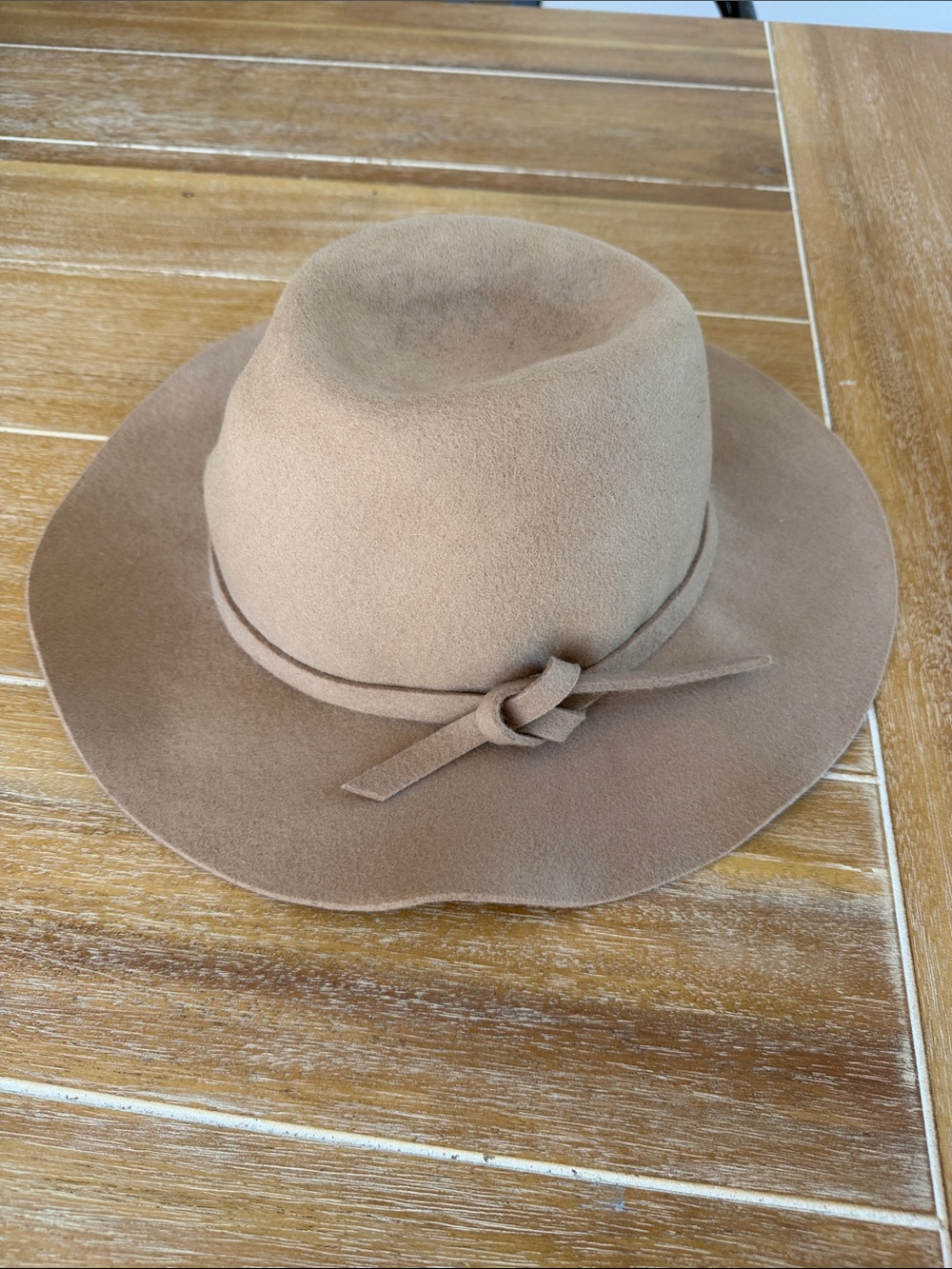 Classic Wide-Brim Wool Felt Hat - Tan